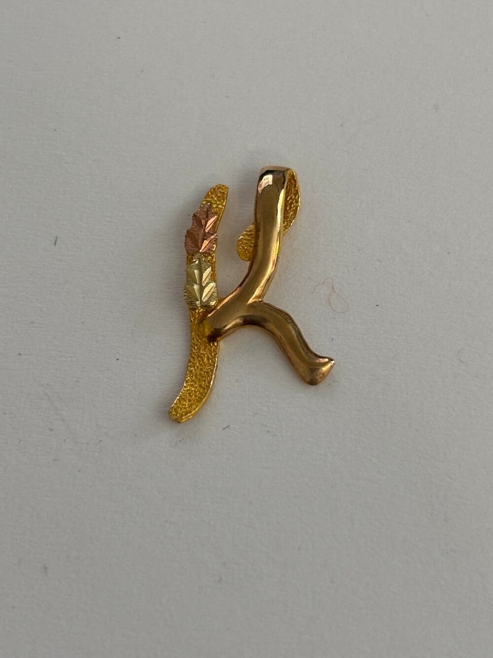 Black Hills Gold Letter K Pendant Solid 10K